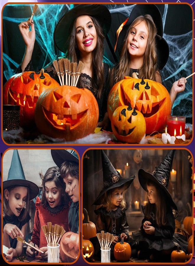 Fuyoooo 24 Pcs Witch Party Favors Set with 12 3D Small Witch Hat Eraser 12 Broom Broomstick Pencils for Wizard Party Favors Gifts Decoration Kids Classroom Reward Supplies (Broom Pen,Khaki) - Image 3